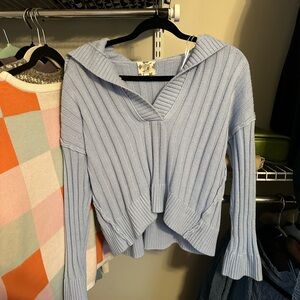 Hippie Rose Light Blue V-Neck Sweater